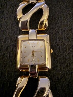 Gold-Tone Women's Bracelet Watch with Square Dial - New Watch Battery!